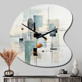 Grey Suprematism Geometric Symphony II - Asymmetric Metal Wall Clock