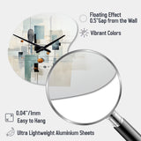 Grey Suprematism Geometric Symphony II - Asymmetric Metal Wall Clock