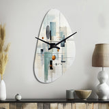 Grey Suprematism Geometric Symphony II - Asymmetric Metal Wall Clock