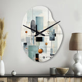Grey Suprematism Geometric Symphony II - Asymmetric Metal Wall Clock