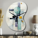White Blue Suprematism Harmonious Convergence II - Asymmetric Metal Wall Clock
