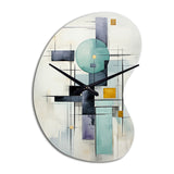 White Blue Suprematism Harmonious Convergence II - Asymmetric Metal Wall Clock