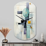 White Blue Suprematism Harmonious Convergence II - Asymmetric Metal Wall Clock