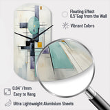 White Blue Suprematism Harmonious Convergence II - Asymmetric Metal Wall Clock