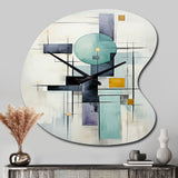 White Blue Suprematism Harmonious Convergence II - Asymmetric Metal Wall Clock