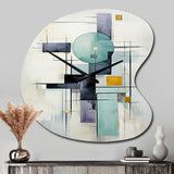 White Blue Suprematism Harmonious Convergence II - Asymmetric Metal Wall Clock