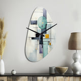 White Blue Suprematism Harmonious Convergence II - Asymmetric Metal Wall Clock