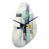 White Blue Suprematism Harmonious Convergence II - Asymmetric Metal Wall Clock