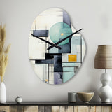 White Blue Suprematism Harmonious Convergence II - Asymmetric Metal Wall Clock