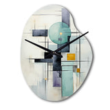 White Blue Suprematism Harmonious Convergence II - Asymmetric Metal Wall Clock