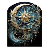 Symbols Crescent Moon And Stars - Asymmetric Metal Wall Clock