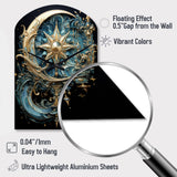 Symbols Crescent Moon And Stars - Asymmetric Metal Wall Clock