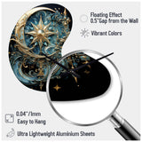Symbols Crescent Moon And Stars - Asymmetric Metal Wall Clock
