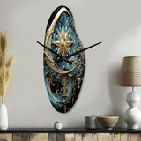 Symbols Crescent Moon And Stars - Asymmetric Metal Wall Clock