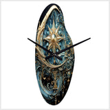 Symbols Crescent Moon And Stars - Asymmetric Metal Wall Clock