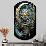 Symbols Crescent Moon And Stars - Asymmetric Metal Wall Clock