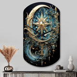 Symbols Crescent Moon And Stars - Asymmetric Metal Wall Clock