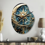 Symbols Crescent Moon And Stars - Asymmetric Metal Wall Clock
