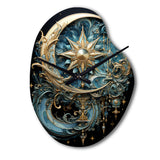 Symbols Crescent Moon And Stars - Asymmetric Metal Wall Clock