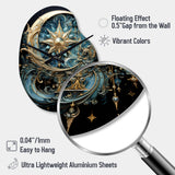 Symbols Crescent Moon And Stars - Asymmetric Metal Wall Clock