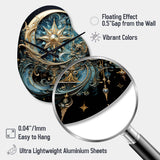 Symbols Crescent Moon And Stars - Asymmetric Metal Wall Clock