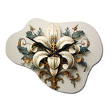 Fleur-De-Lis A Stylized Lilly Flower II - Asymmetric Metal Wall Clock