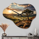 Texas Sunset Ultra-Wide Angle Landscape I - Asymmetric Metal Wall Clock