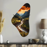 Texas Sunset Ultra-Wide Angle Landscape II - Asymmetric Metal Wall Clock