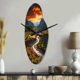 Texas Sunset Ultra-Wide Angle Landscape II - Asymmetric Metal Wall Clock