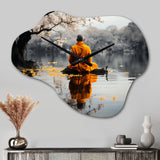 Thai Monk Silent Reflection - Asymmetric Metal Wall Clock