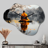 Thai Monk Silent Reflection - Asymmetric Metal Wall Clock