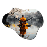 Thai Monk Silent Reflection - Asymmetric Metal Wall Clock