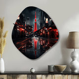 Tokyo Beautiful Cityscape I - Asymmetric Metal Wall Clock