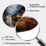 Train Misty Morning Pointillism I - Asymmetric Metal Wall Clock