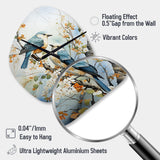 Birds On American Basswood Tree Bird - Asymmetric Metal Wall Clock