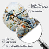 Birds On American Basswood Tree Bird - Asymmetric Metal Wall Clock