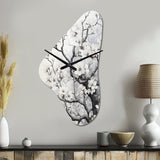 Grey White Tree Graphite Whispers I - Asymmetric Metal Wall Clock