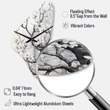 Grey White Tree Graphite Whispers I - Asymmetric Metal Wall Clock