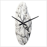 Grey White Tree Graphite Whispers I - Asymmetric Metal Wall Clock