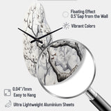 Grey White Tree Graphite Whispers I - Asymmetric Metal Wall Clock
