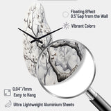 Grey White Tree Graphite Whispers I - Asymmetric Metal Wall Clock