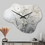 Grey Tree Monochrome Reverie - Asymmetric Metal Wall Clock
