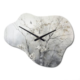 Grey Tree Monochrome Reverie - Asymmetric Metal Wall Clock
