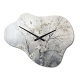 Grey Tree Monochrome Reverie - Asymmetric Metal Wall Clock