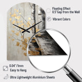 Tree Whispers Of Gray And Gold - Asymmetric Metal Wall Clock