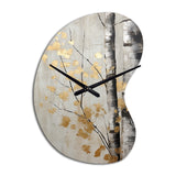 Tree Whispers Of Gray And Gold - Asymmetric Metal Wall Clock