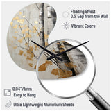 Tree Whispers Of Gray And Gold - Asymmetric Metal Wall Clock