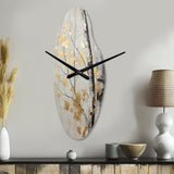 Tree Whispers Of Gray And Gold - Asymmetric Metal Wall Clock
