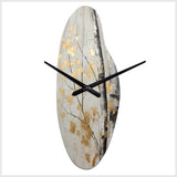 Tree Whispers Of Gray And Gold - Asymmetric Metal Wall Clock