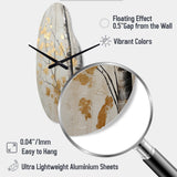 Tree Whispers Of Gray And Gold - Asymmetric Metal Wall Clock